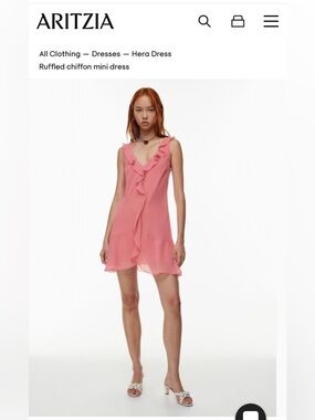 Wilfred Pink Ruffled Chiffon Mini Dress